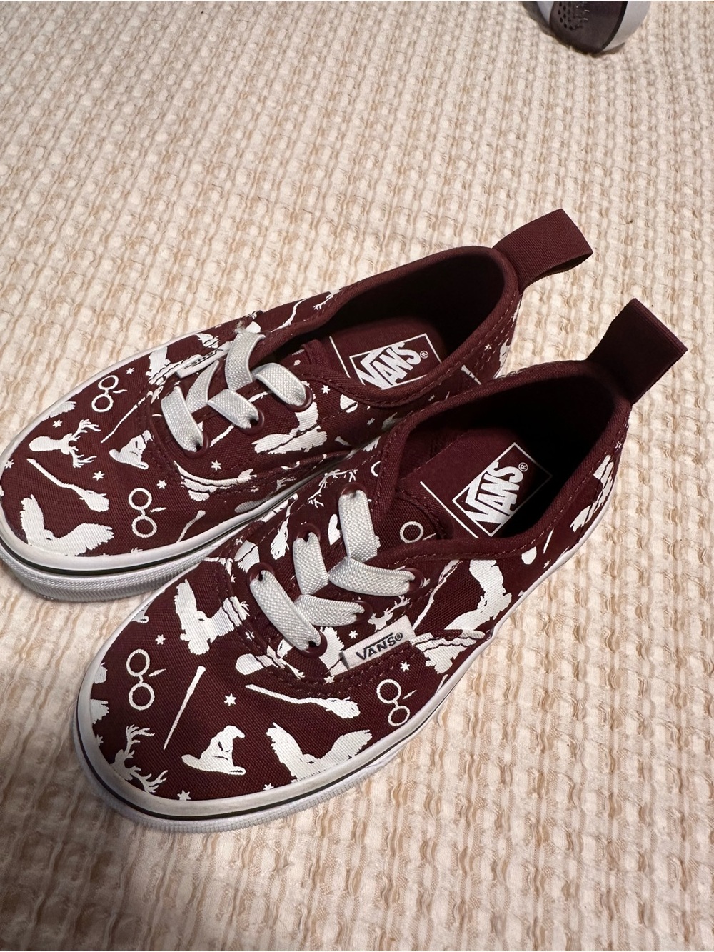 Vans Kids Maroon Sneakers with White Wizard Print